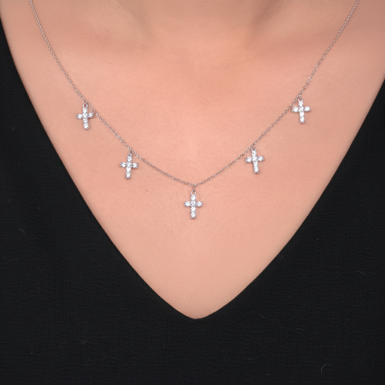 Silver Cross Charms Necklace