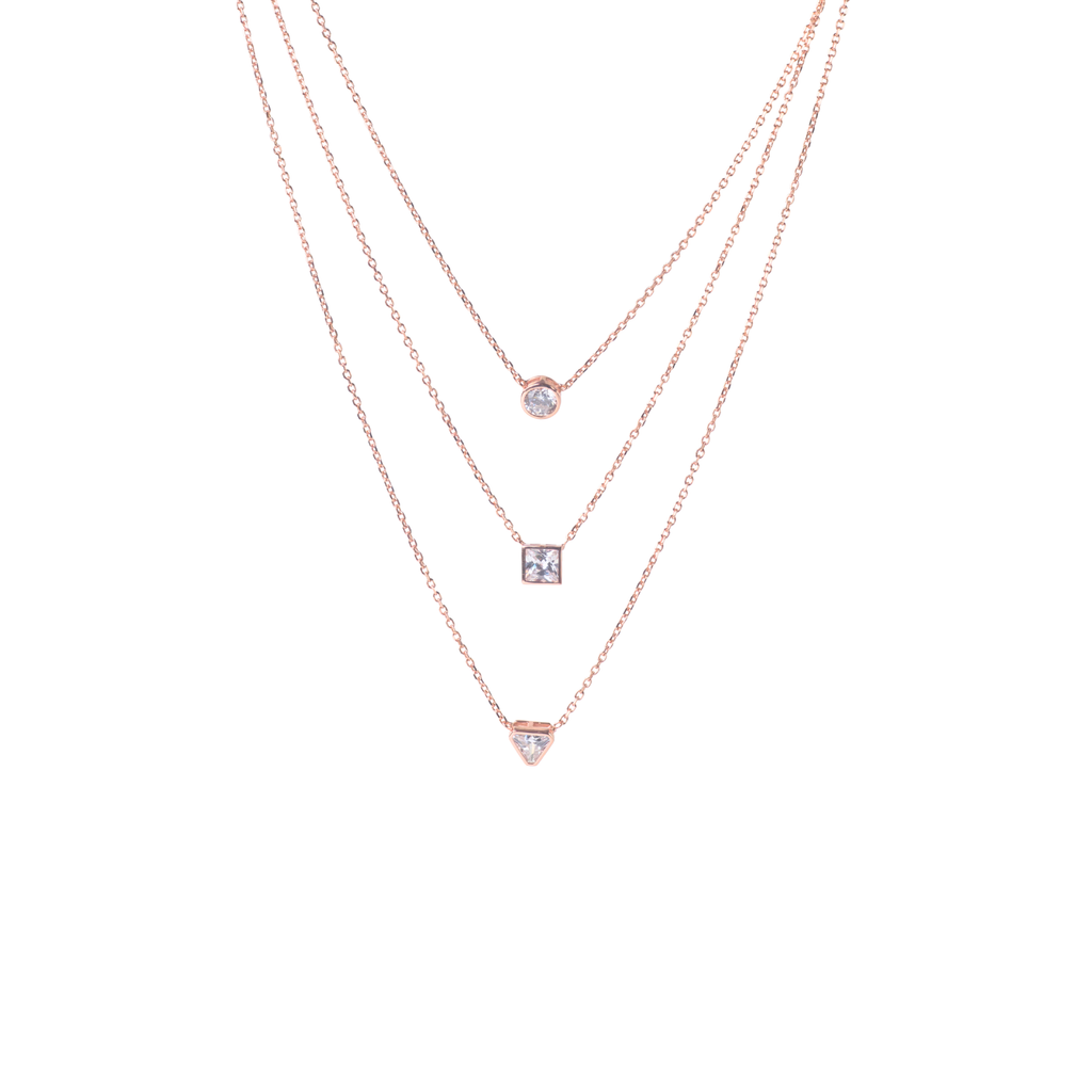 Rose Gold Three-Line Necklace