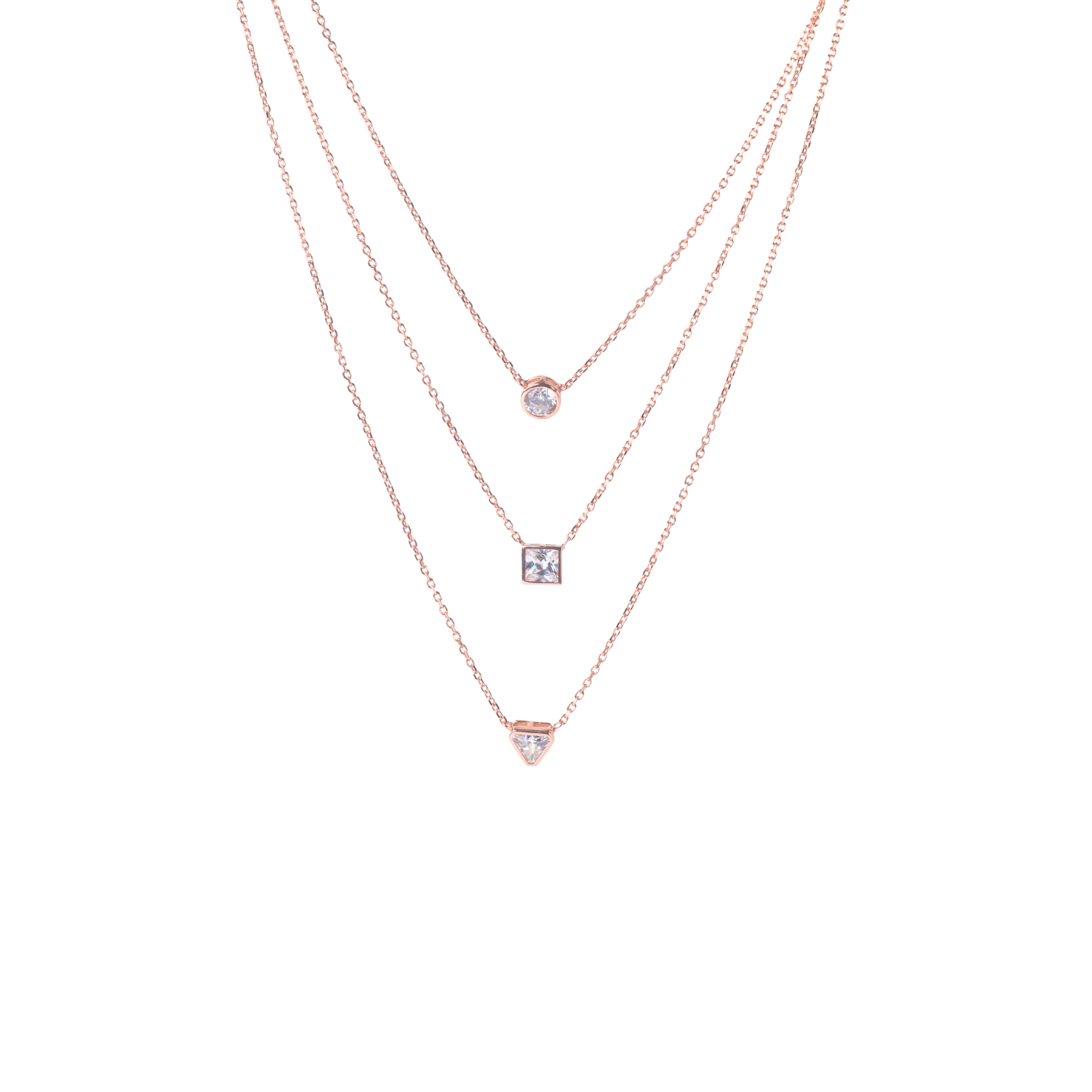 Rose Gold Three-Line Necklace
