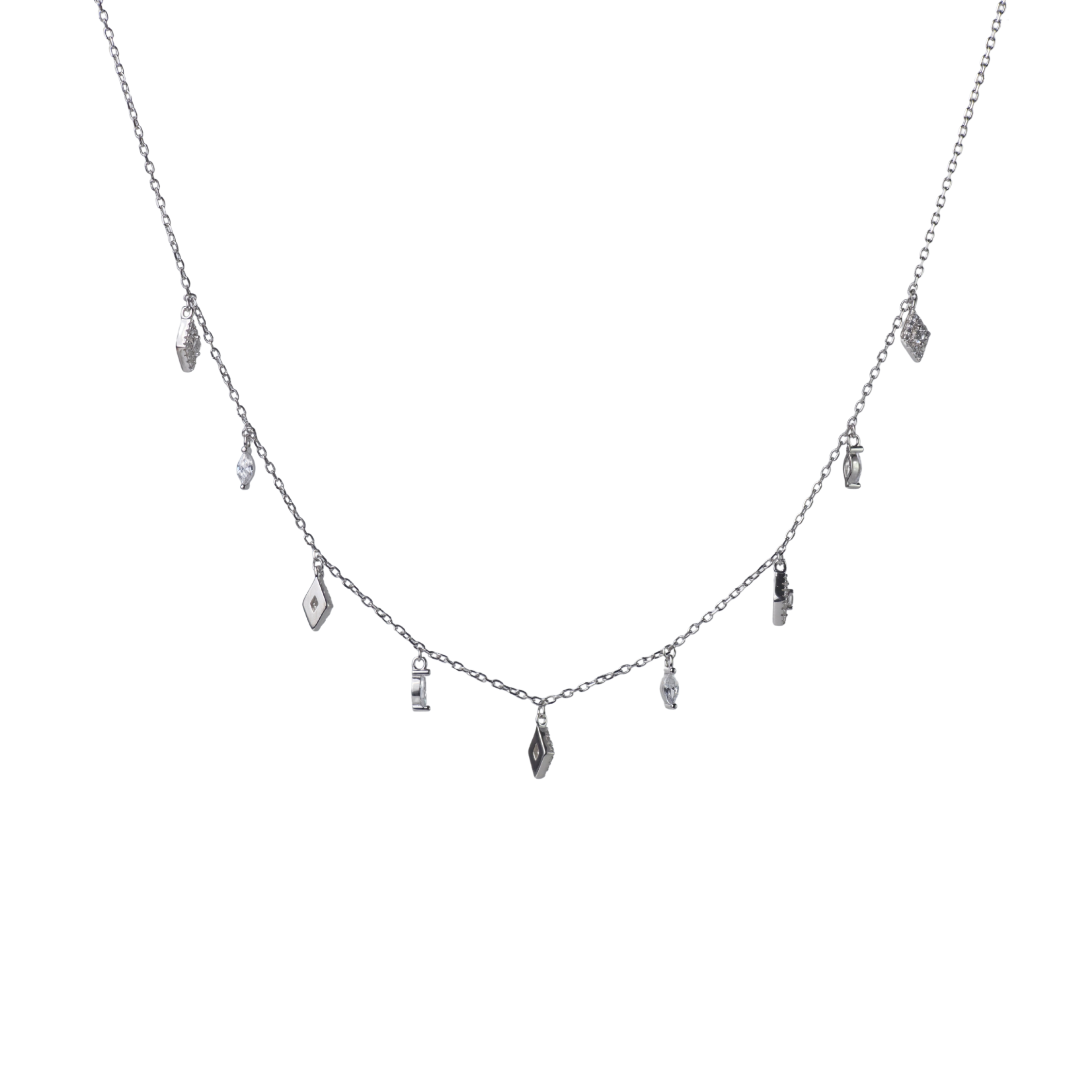 Silver Prism Charm Necklace