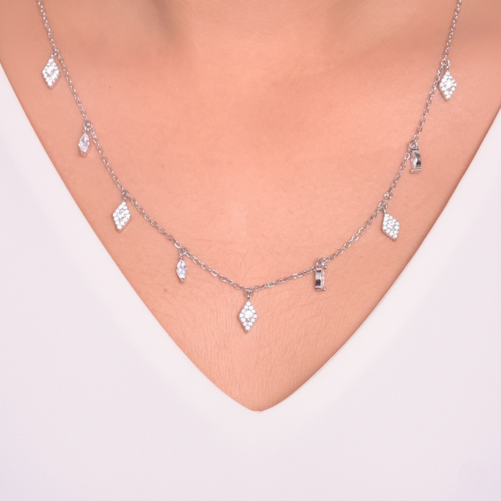 Silver Prism Charm Necklace