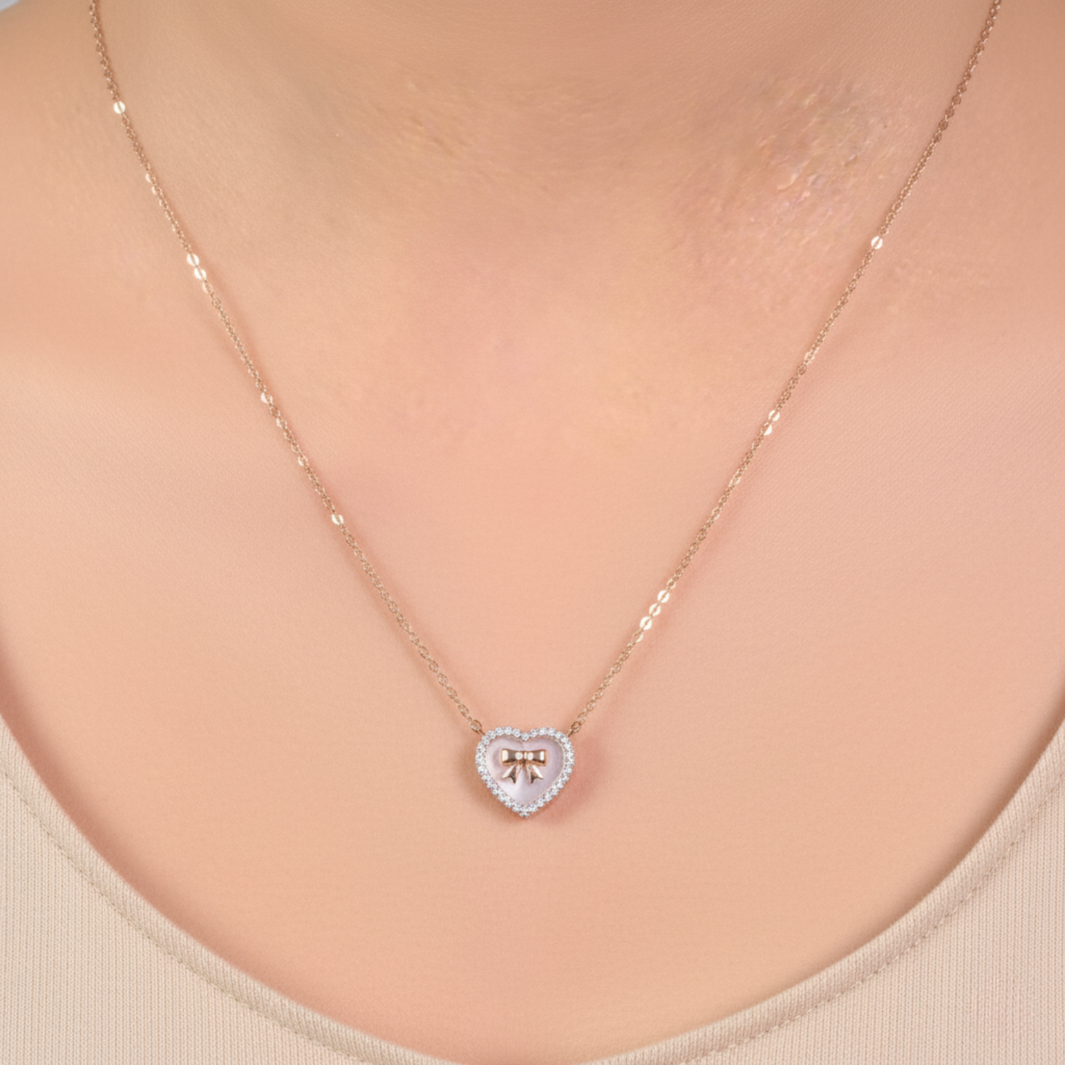 Rose Gold Heart Two-way Necklace