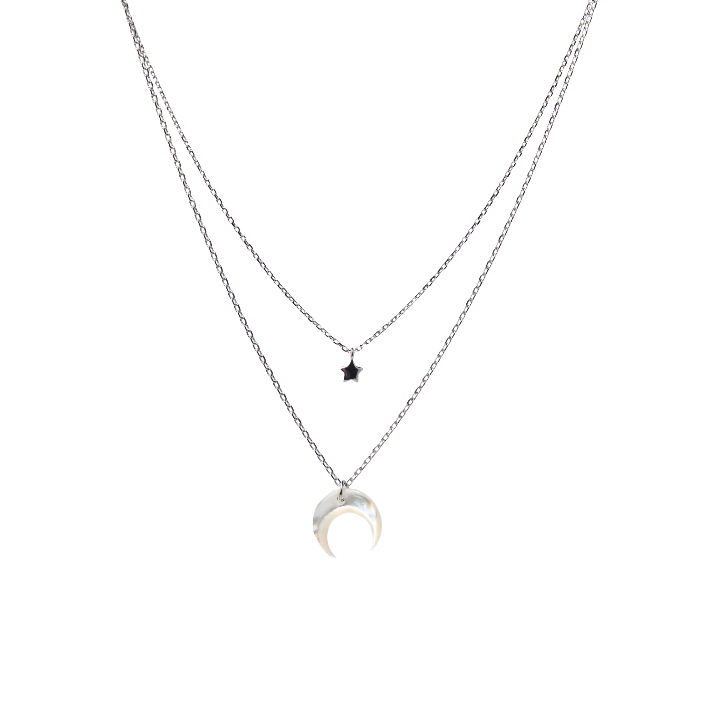 Crescent Moon Silver Necklace