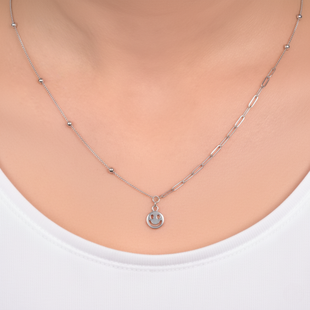 Silver Smiley Necklace