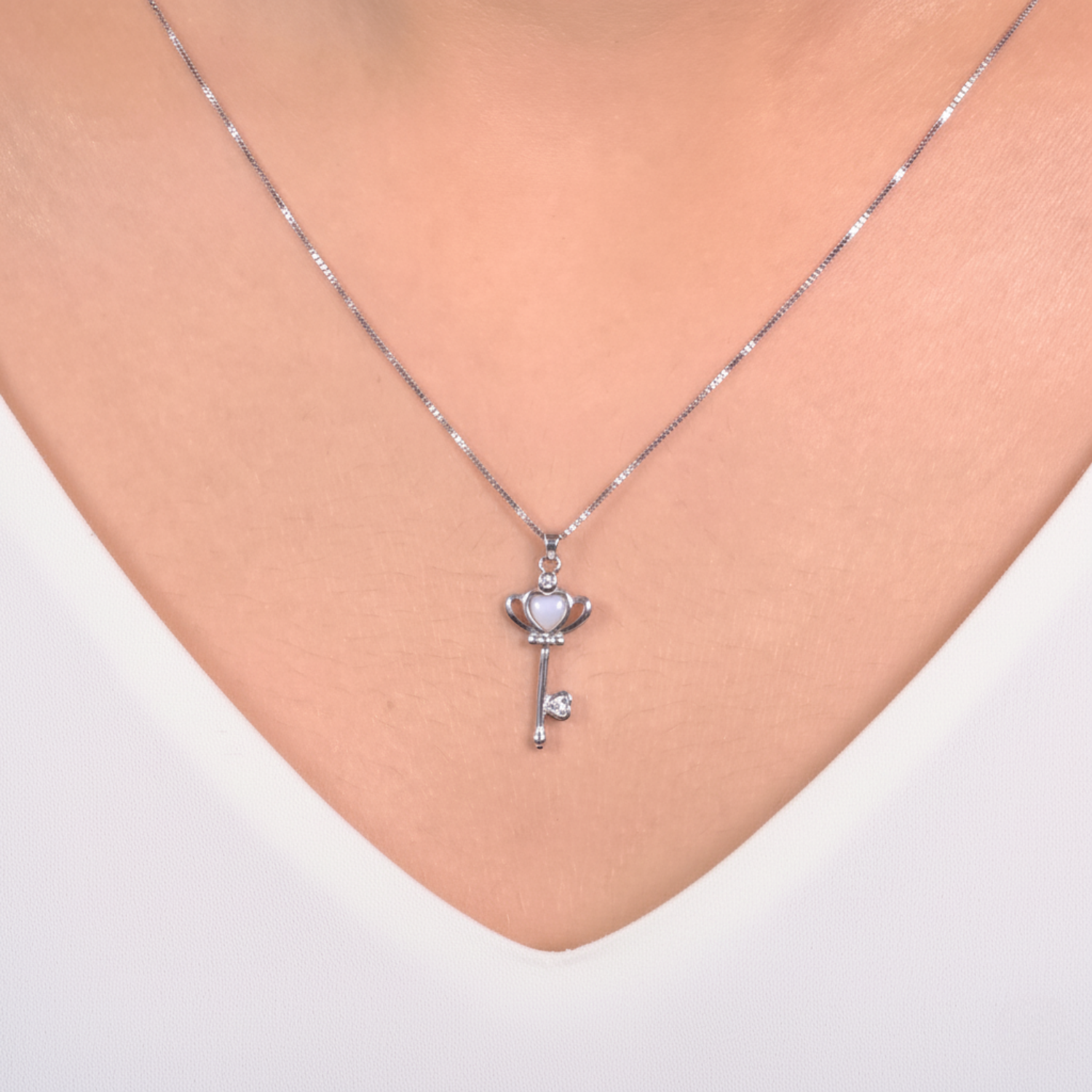 Silver Key Love Pendant