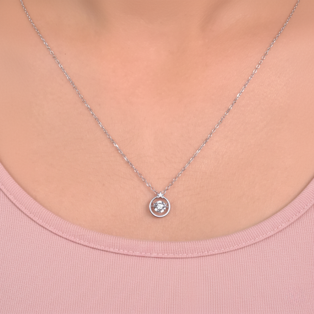 Dancing Crystal Silver Necklace