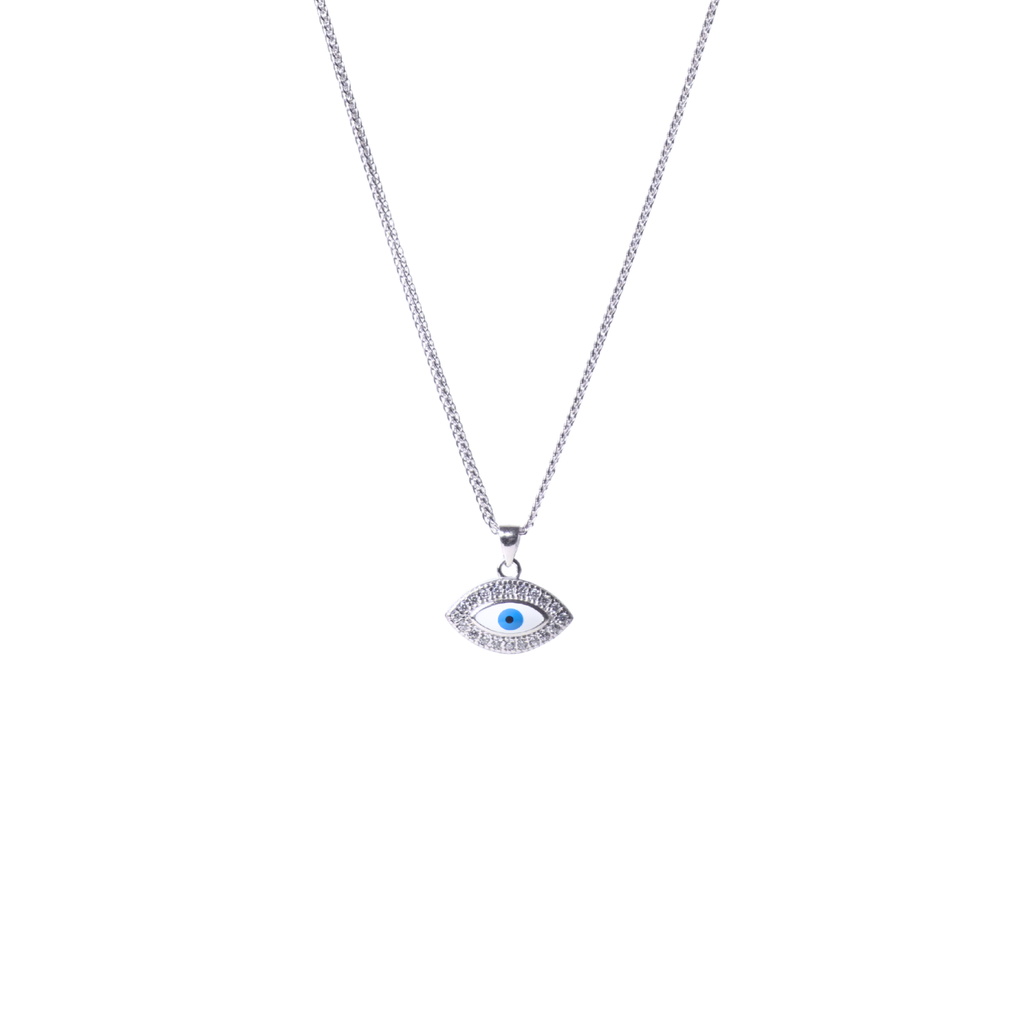 Silver Evil Eye Pendant With Chain