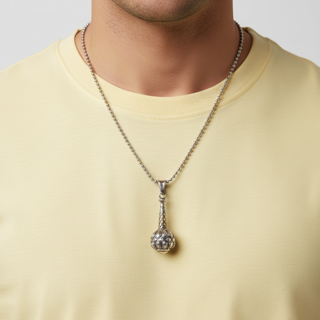 Silver Hanuman Gada Pendant For Him