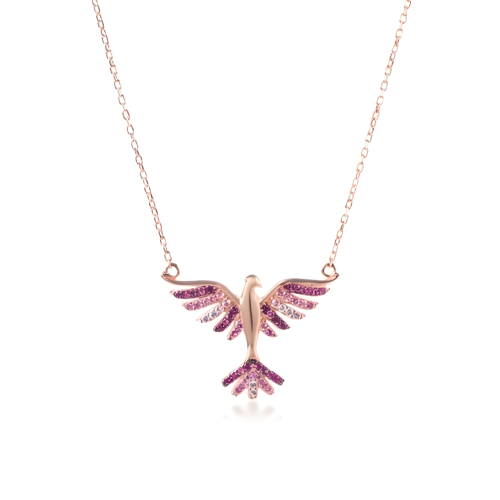 Rose Gold Phoenix Bird Necklace
