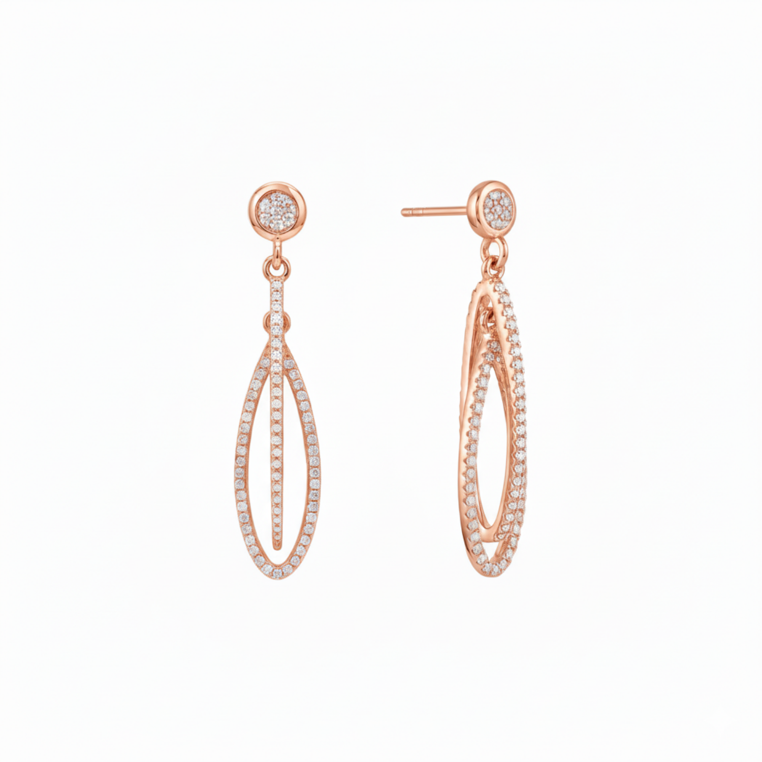 Rose Gold Drop Line Earrings