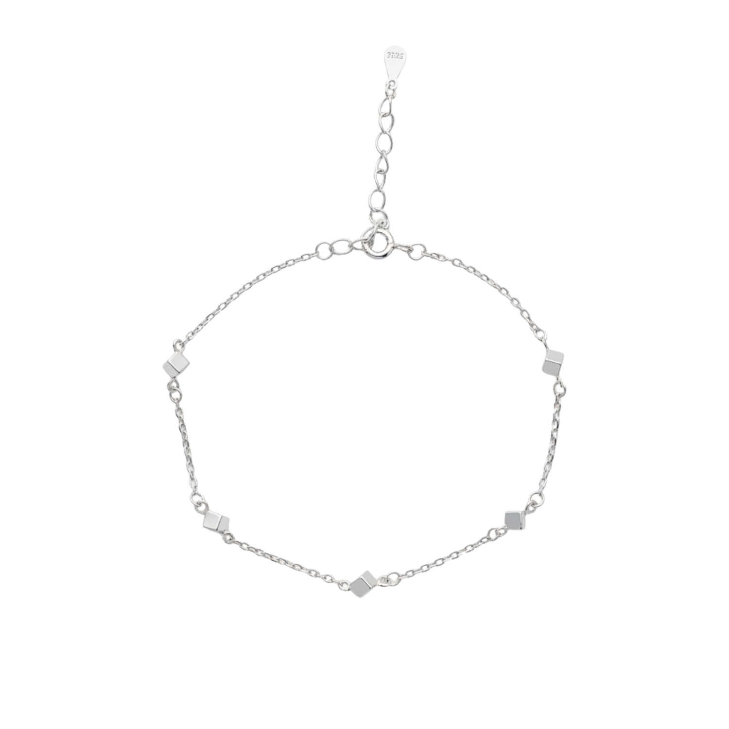 Silver Cubic Bead Bracelet