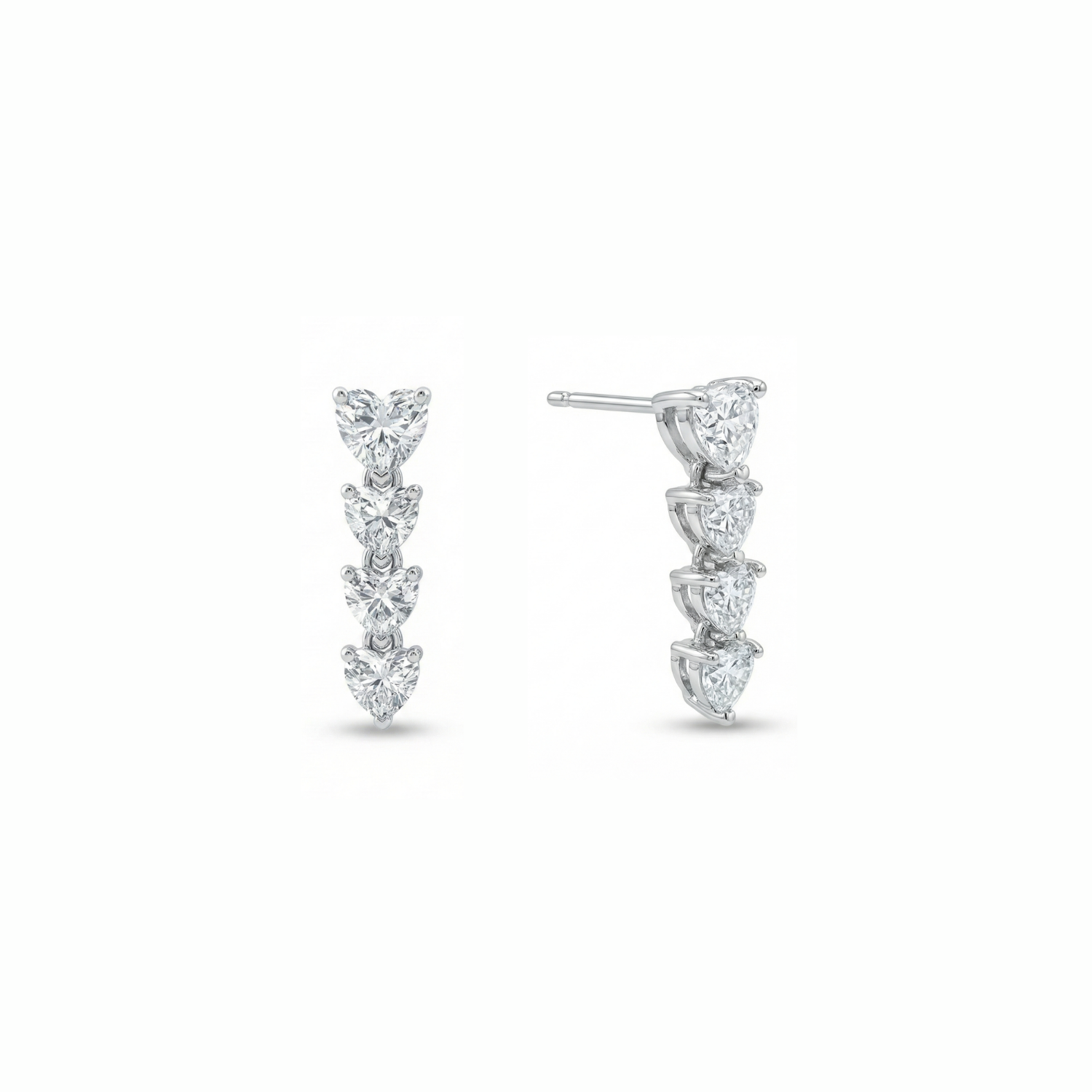 Silver Heart Drop Earrings