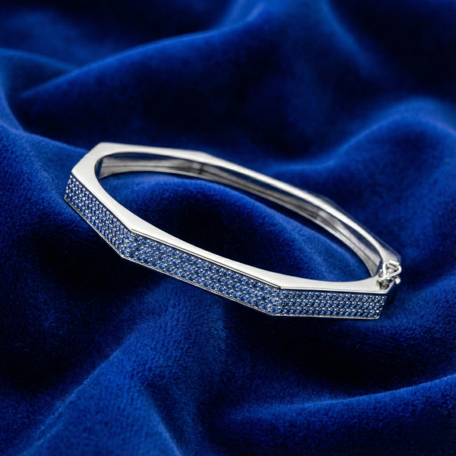 Silver Edged Blue Stone Bracelet