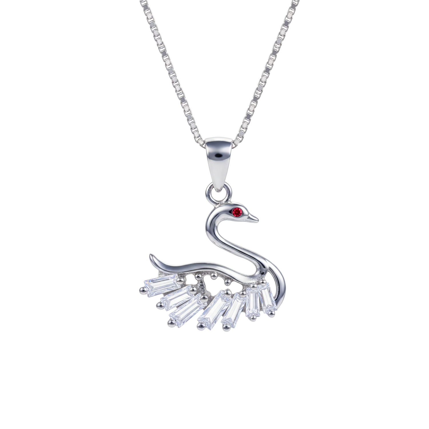 Silver Swan Pendant With Chain.
