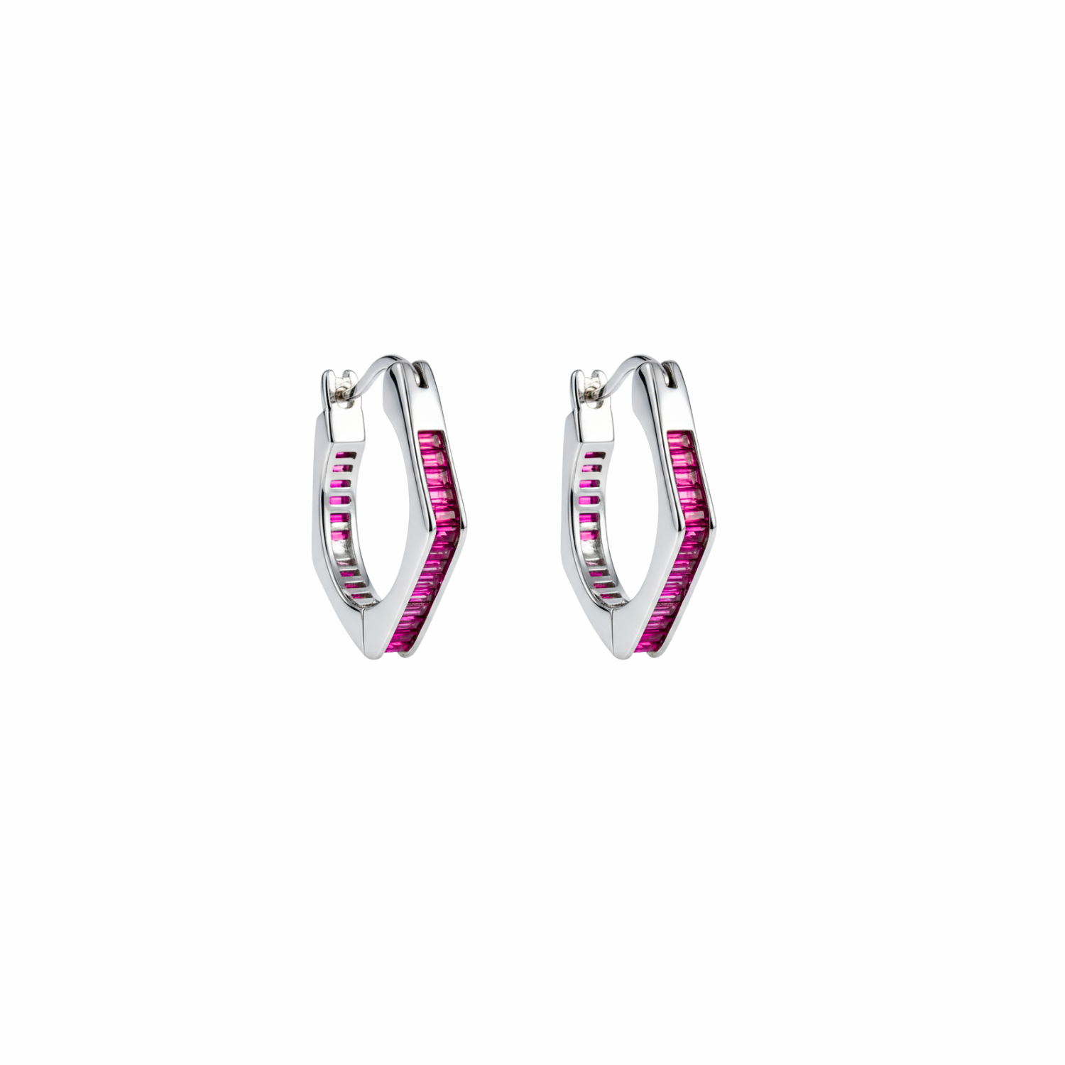 Pink Stone Hoop Earrings