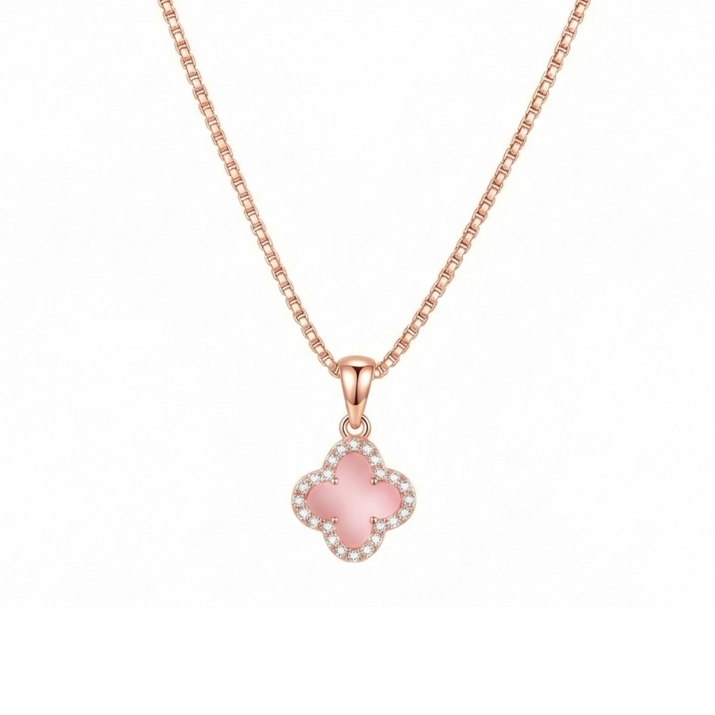 Rose Gold Clover Pendant Set