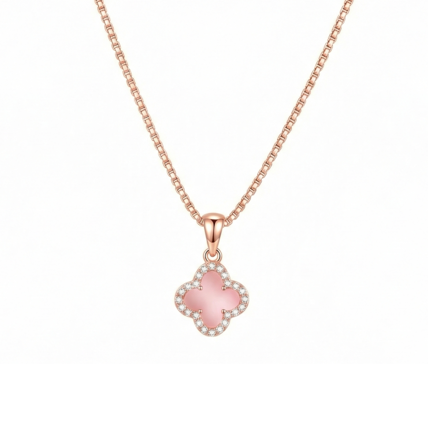 Rose Gold Clover Pendant Set