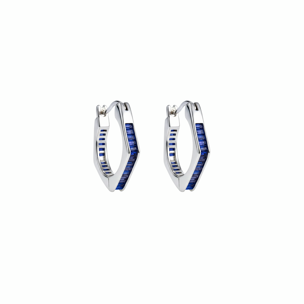 Blue Stone Hoop Earrings