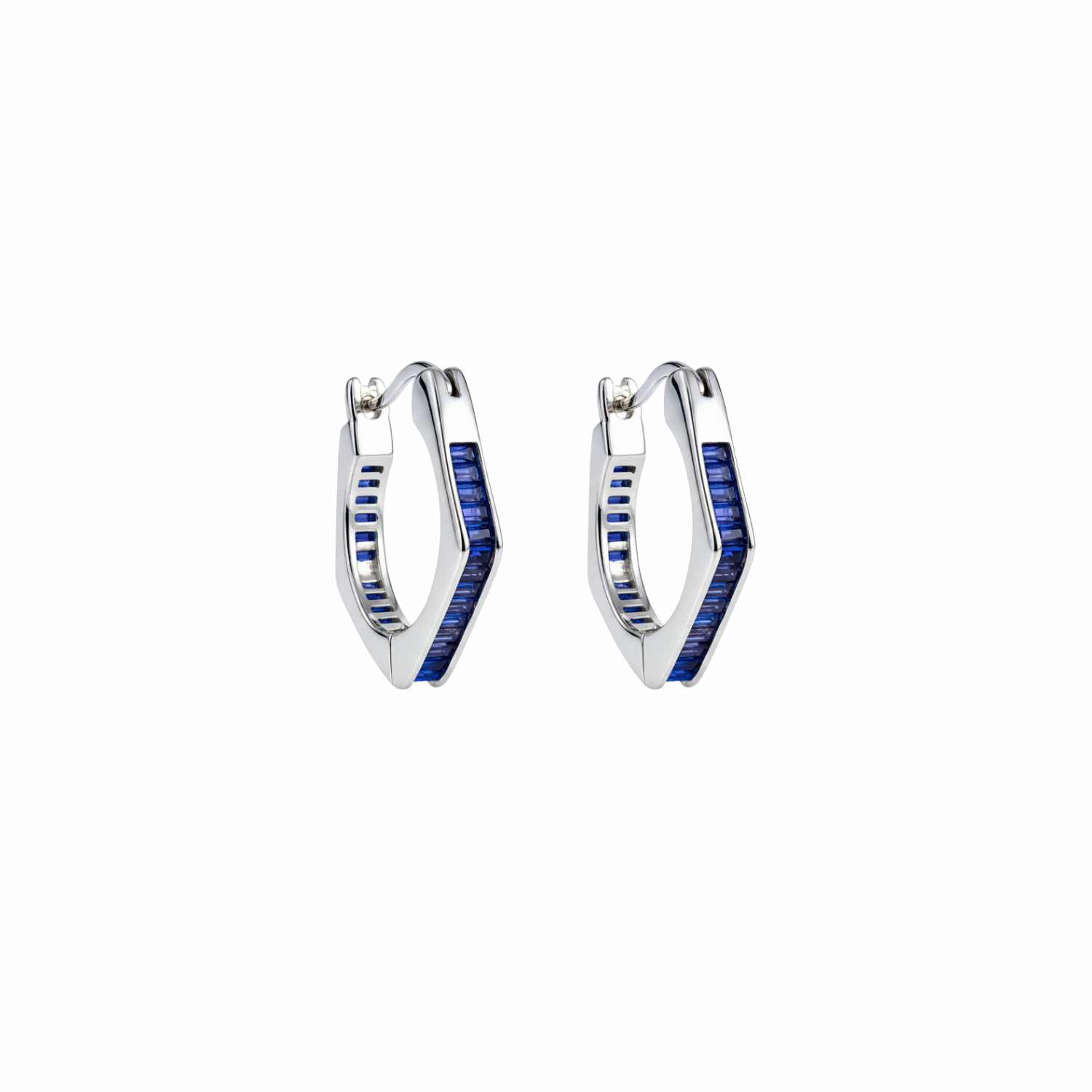 Blue Stone Hoop Earrings