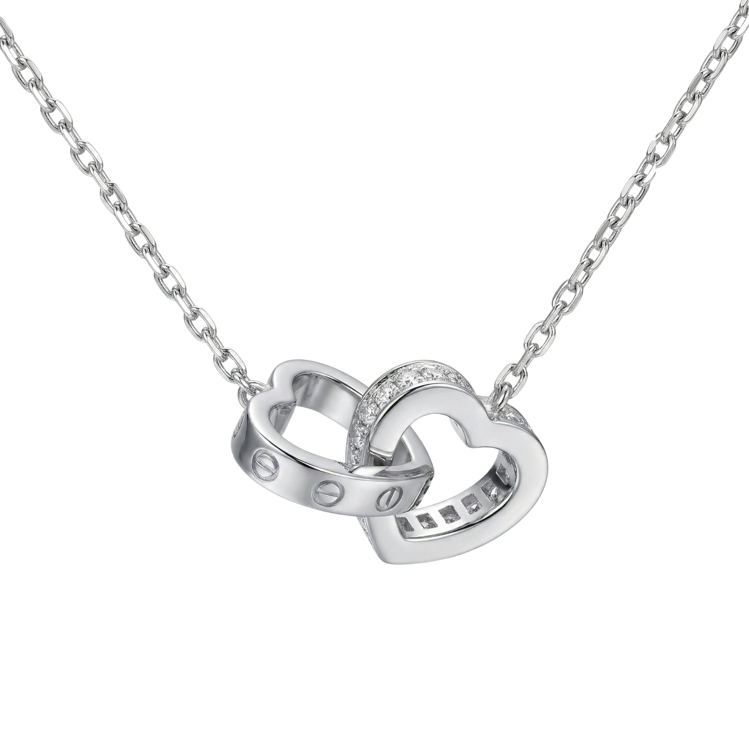 Heart-in-Heart Silver Necklace