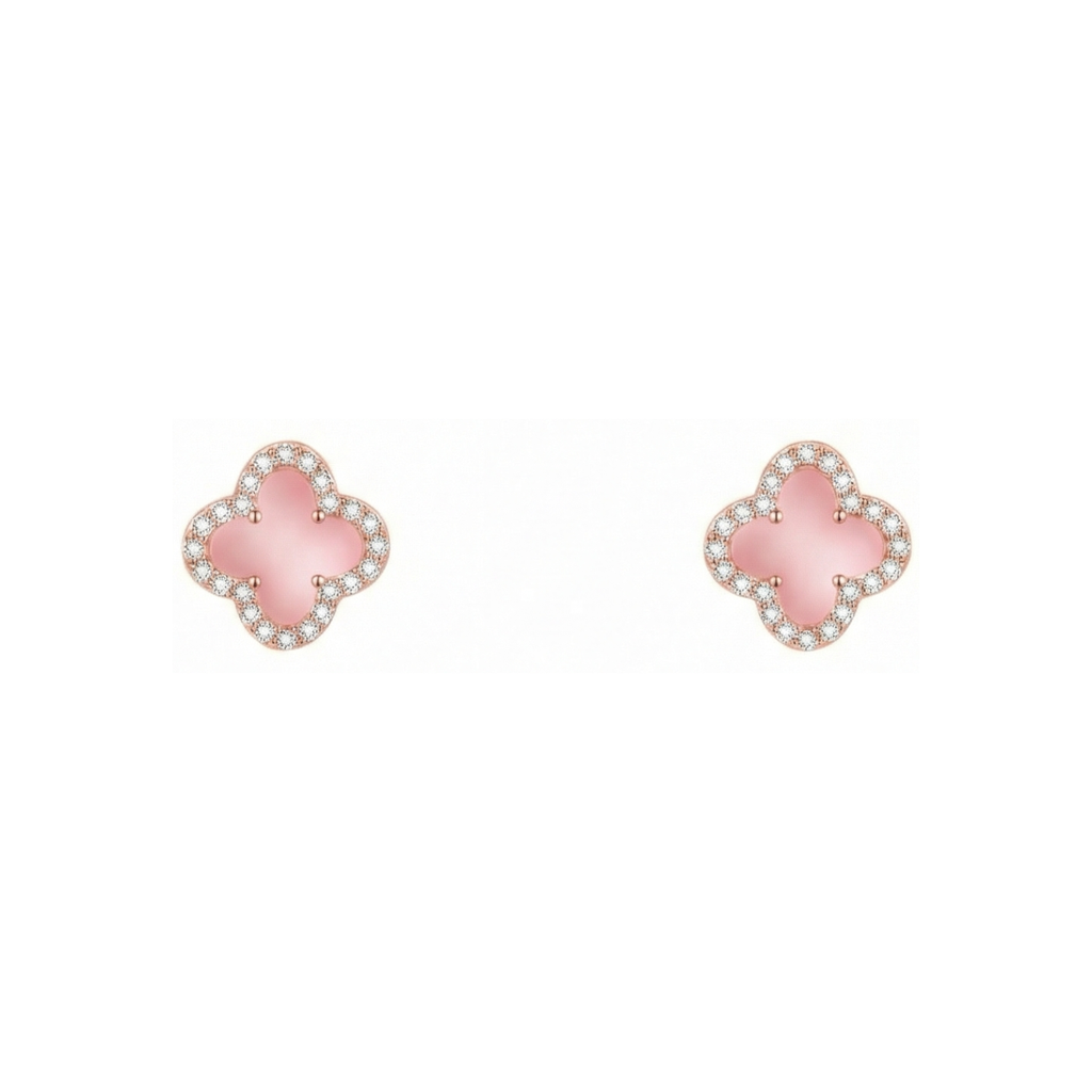 Rose Gold Clover Pendant Set