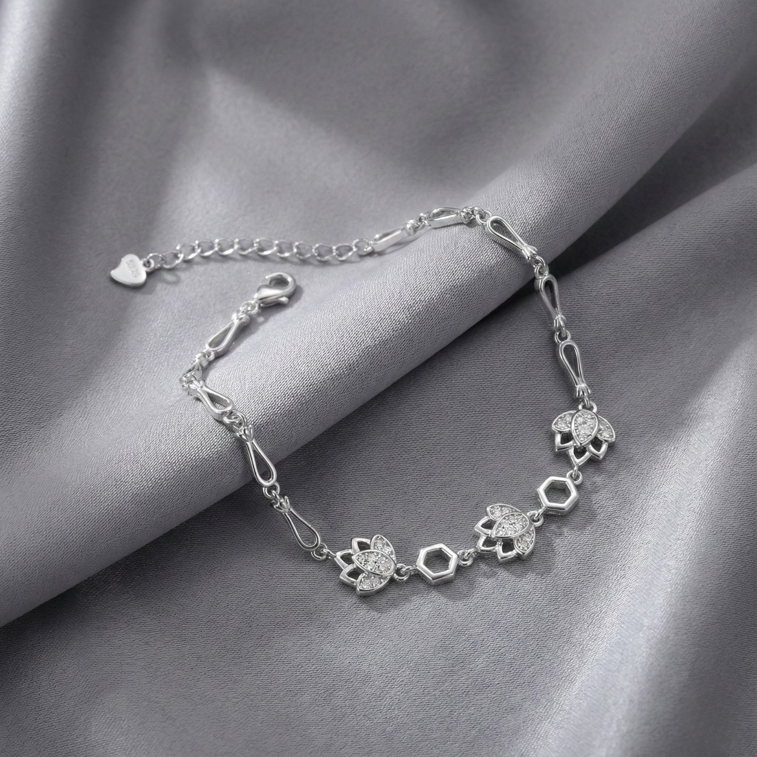 Silver Lotus Bloom Bracelet