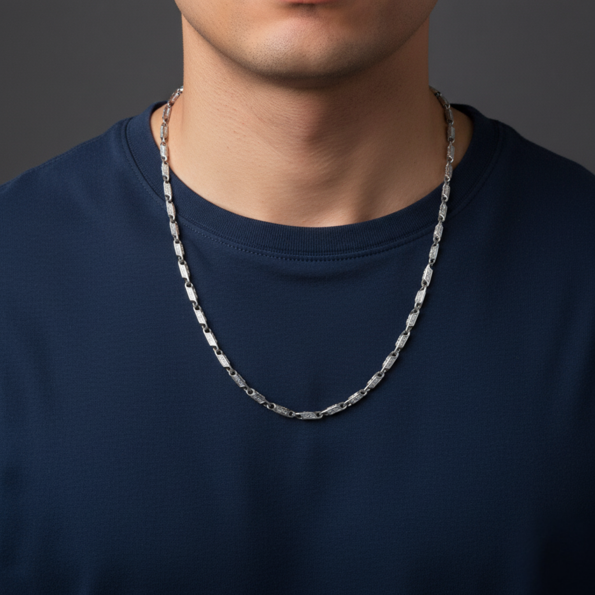 Greek Key Silver Chain For Him