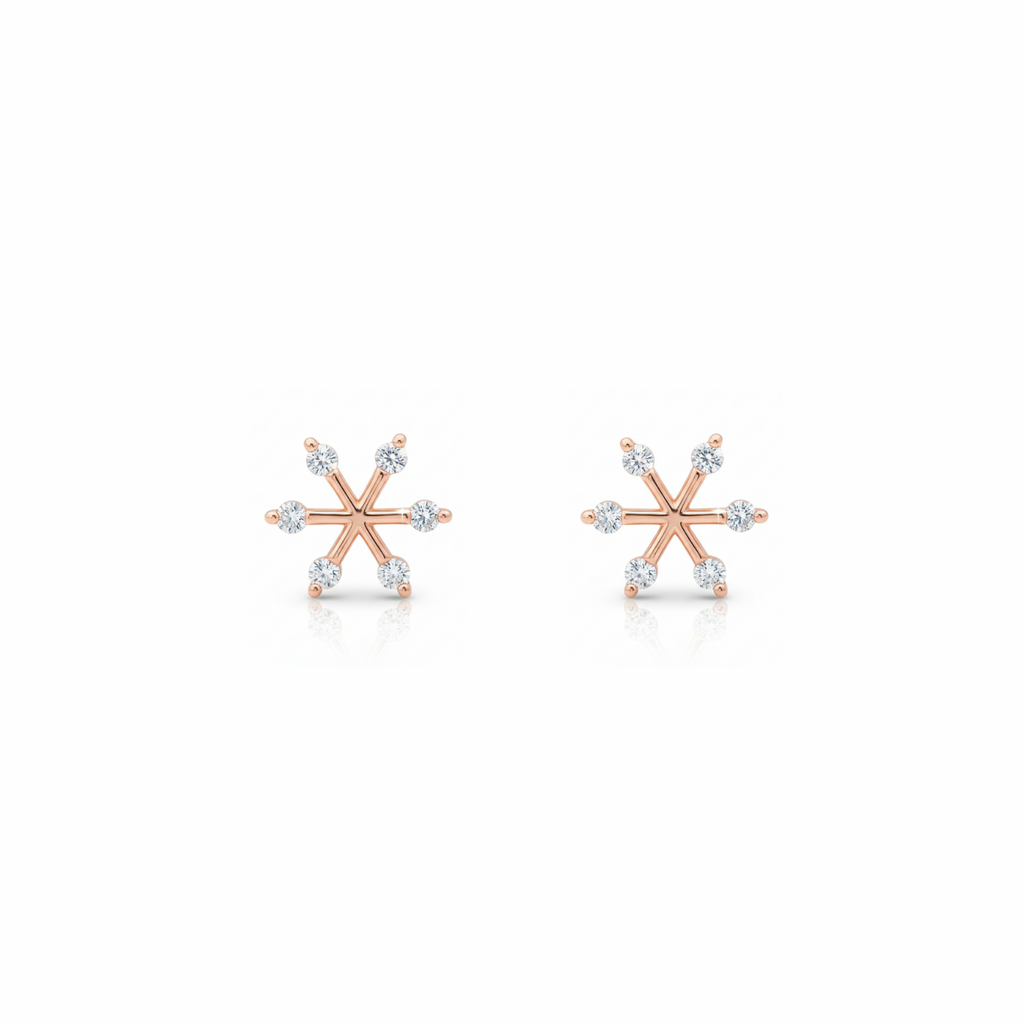 Rose Gold Snowflake Stud Earrings