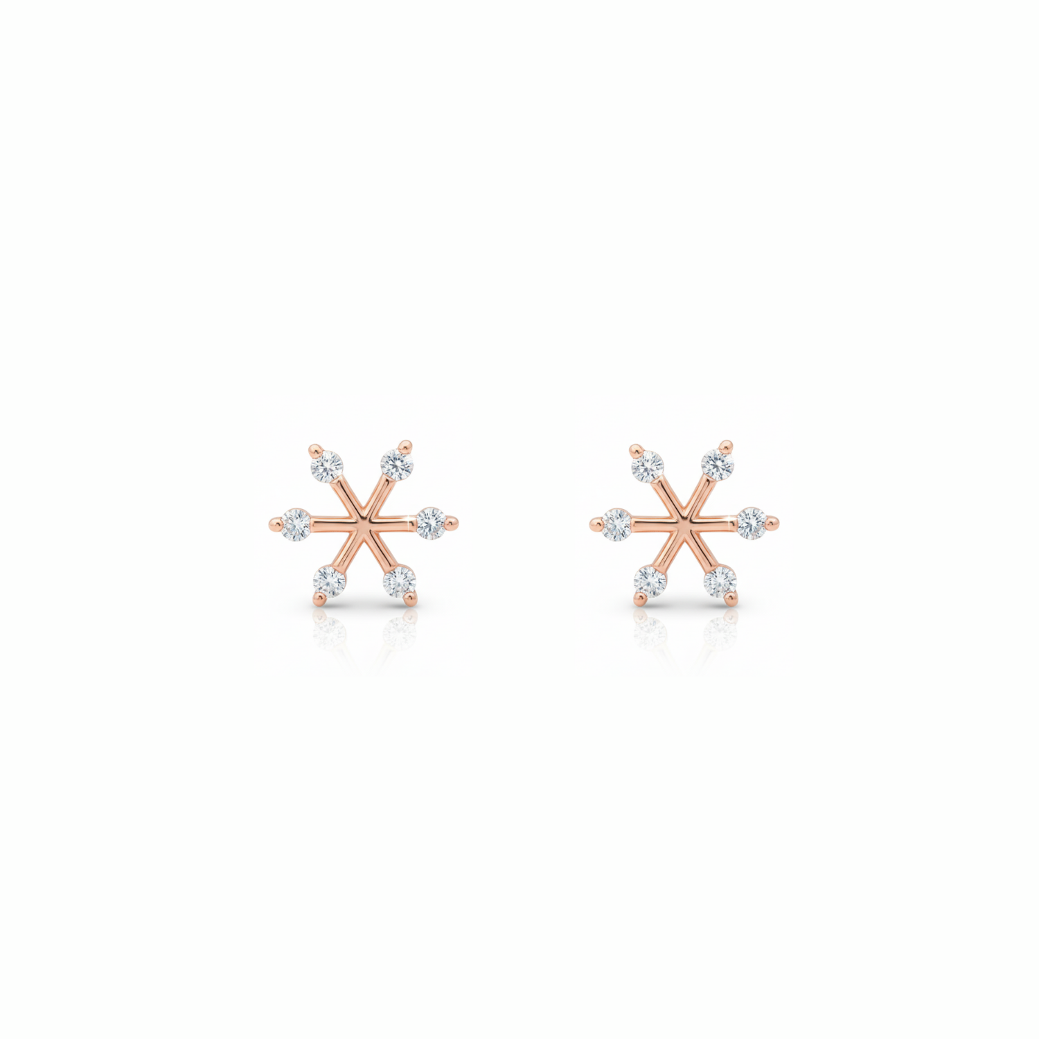 Rose Gold Snowflake Stud Earrings