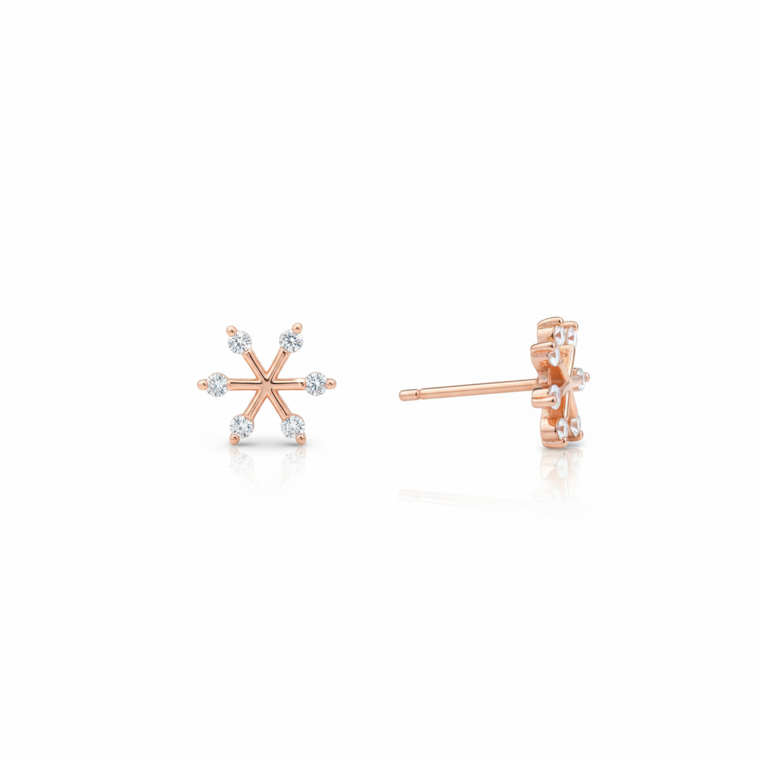Rose Gold Snowflake Stud Earrings