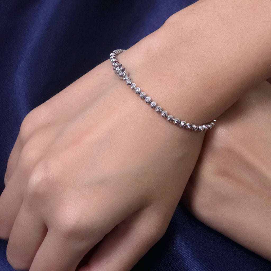 Silver Beaded Elastic Bracelet