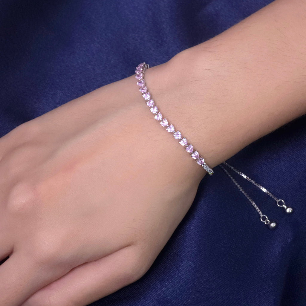 Pink Heart Tennis Bracelet