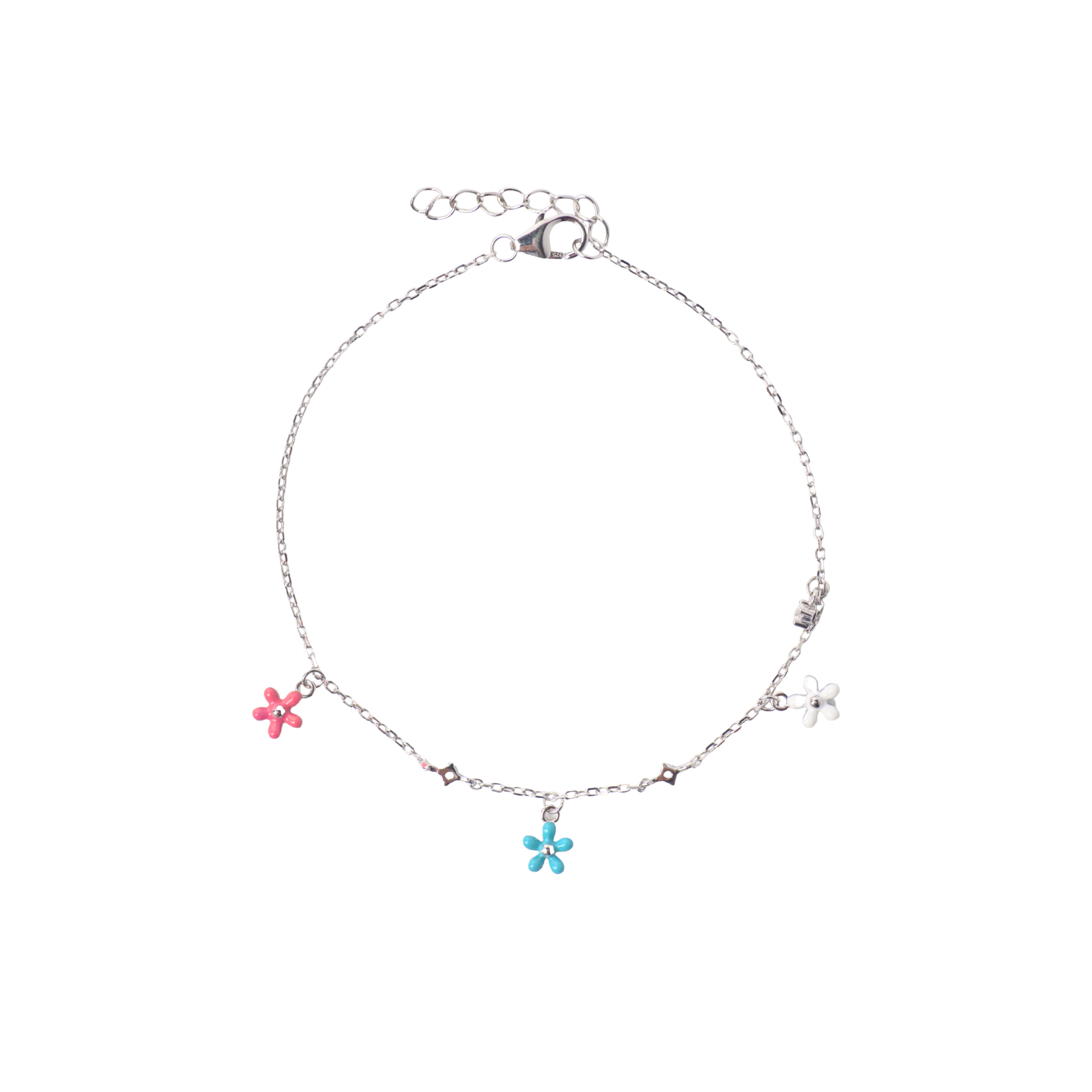 Silver Floral Charm Bracelet