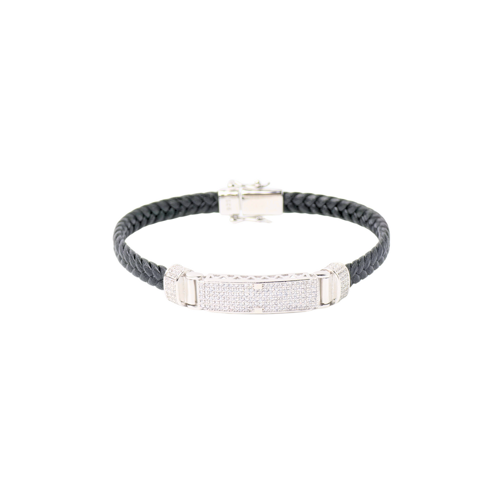 Black Swagger Silver Studded Bracelet For Him