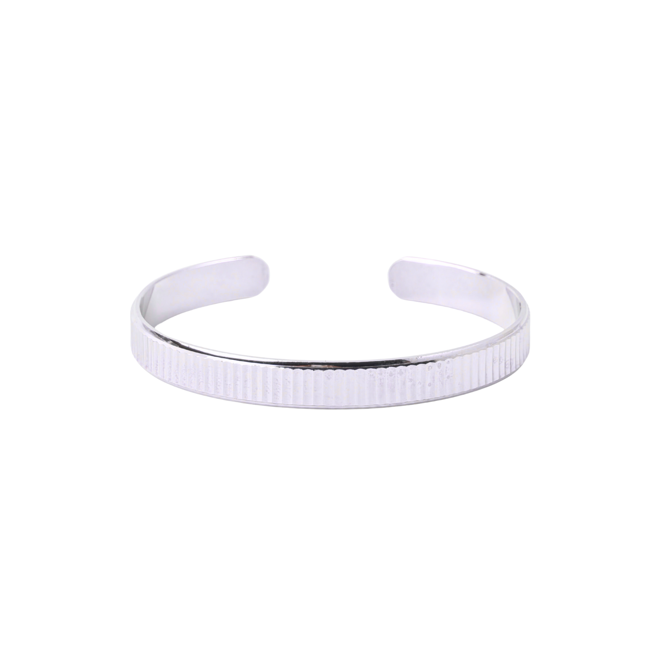 Ribbed Verge Silver Bracelet For Him