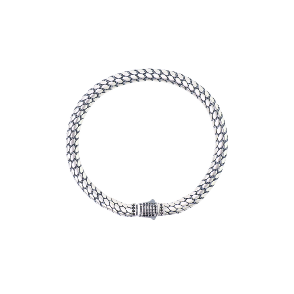 Silver Snake Look Bracelet For Him