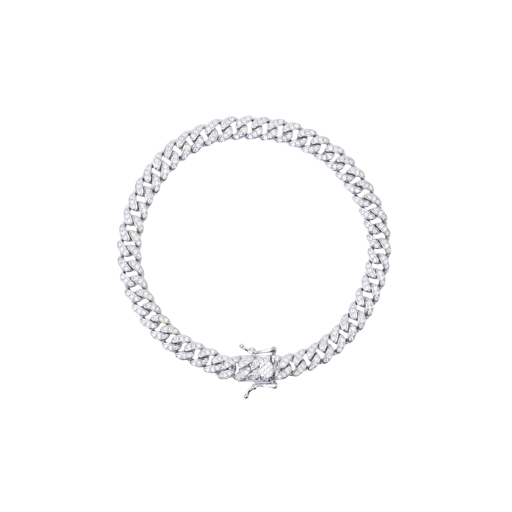 Silver Diamond Rope Bracelet For Him