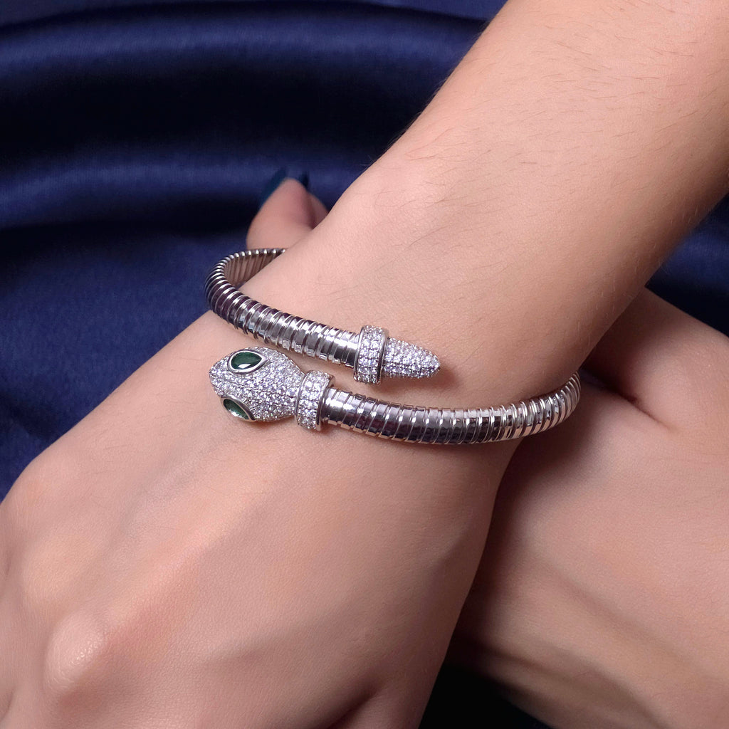 Silver Serpent Cuff Bracelet