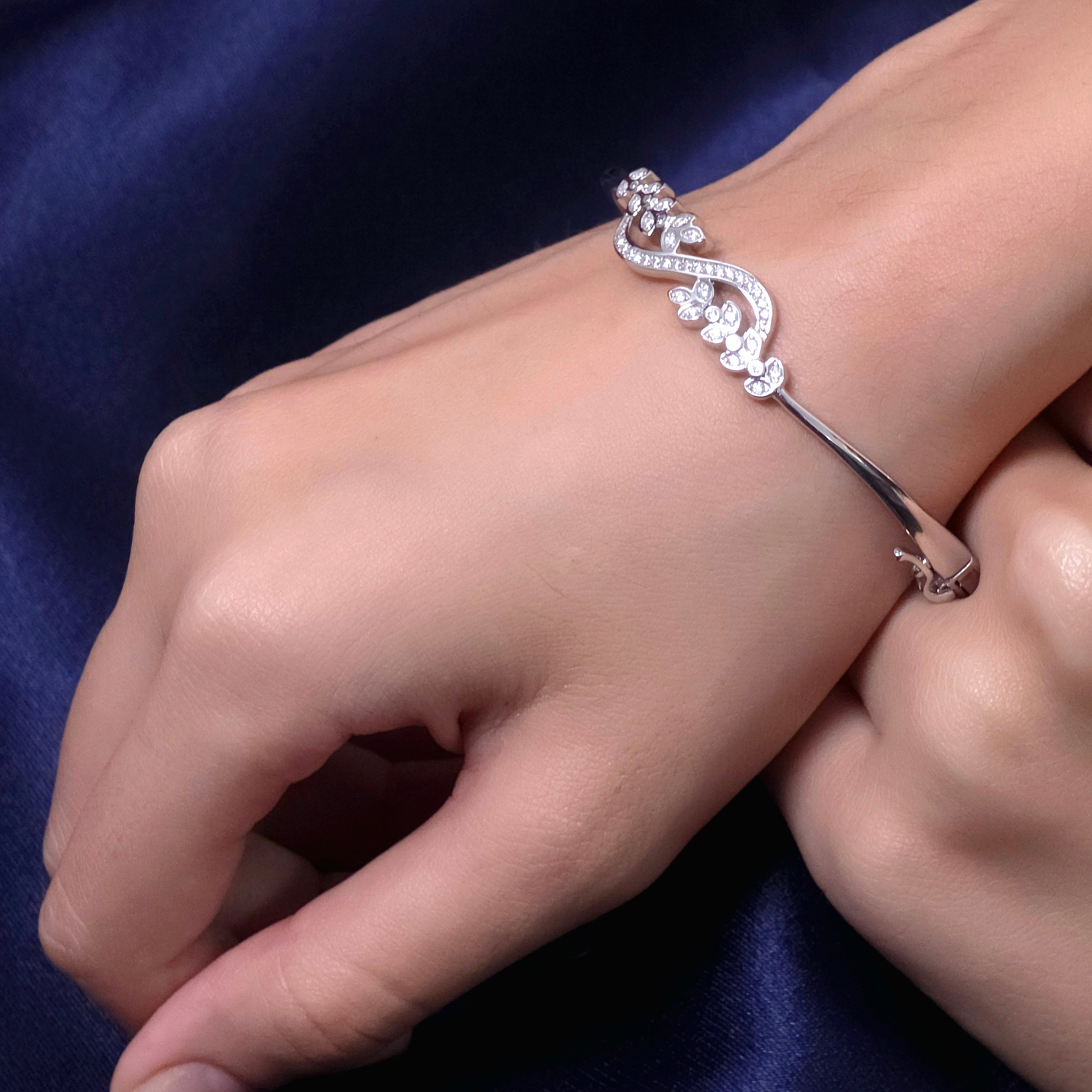 Silver Crystal Leaf Bracelet