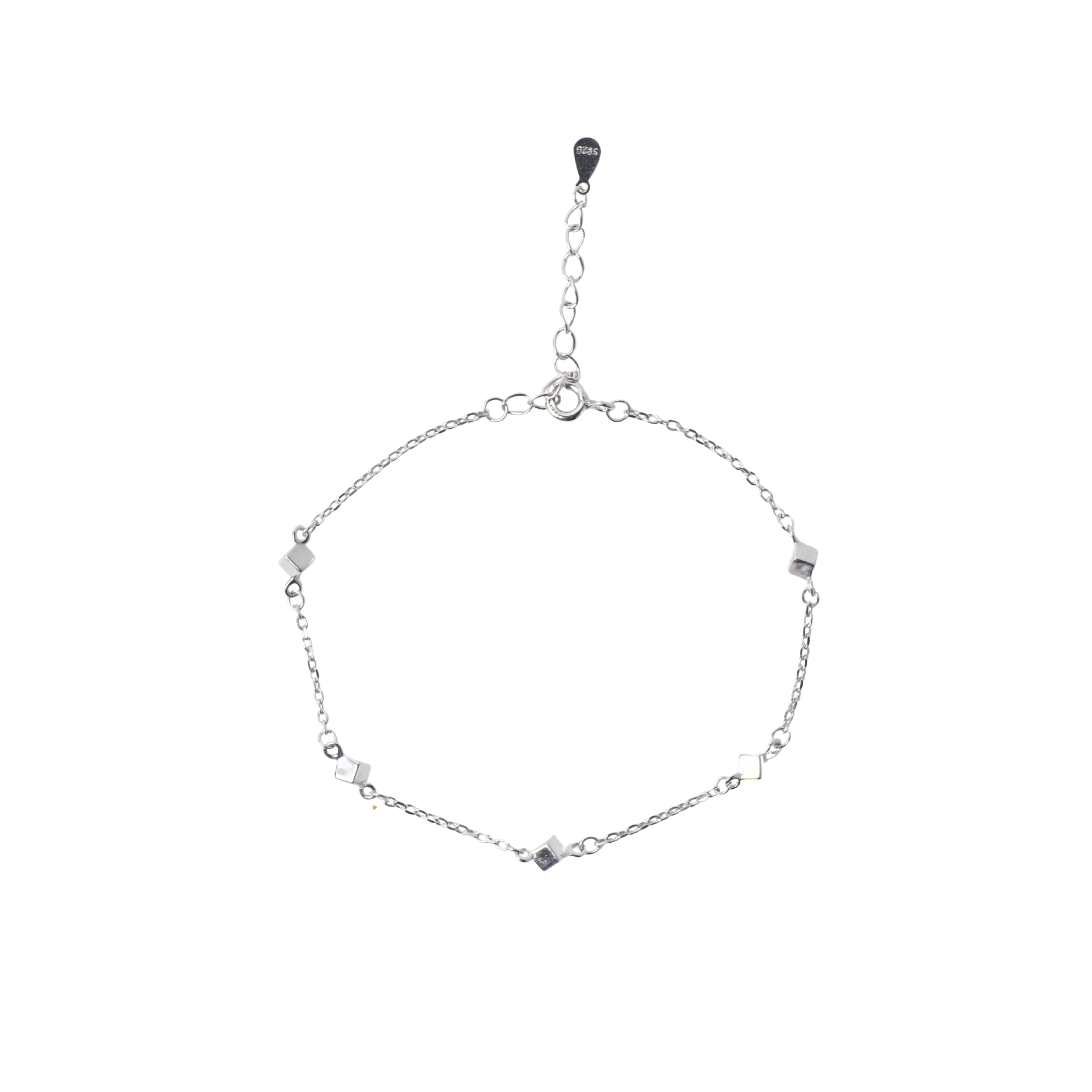 Silver Cubic Bead Bracelet
