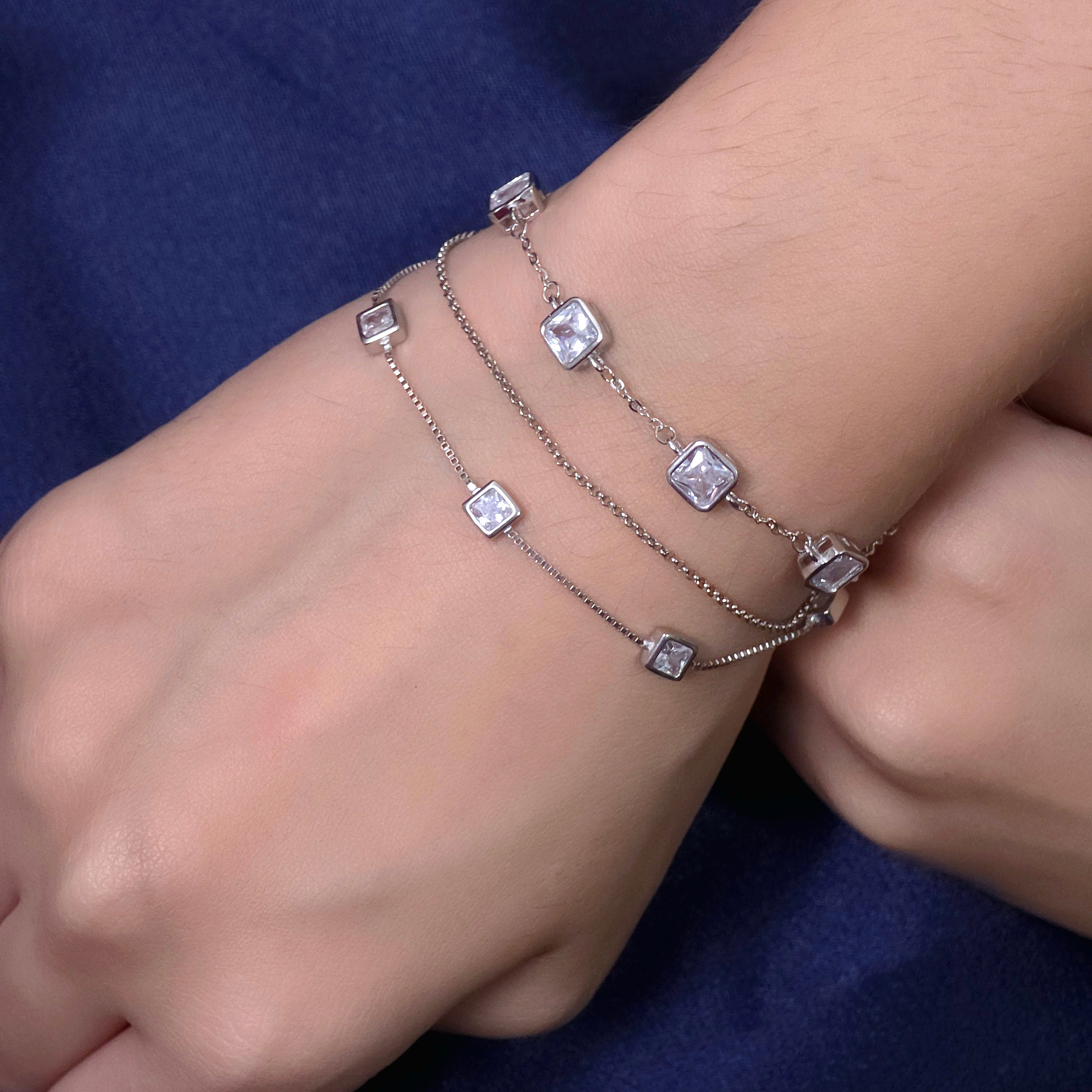 Cubic Sparkle Silver Bracelet