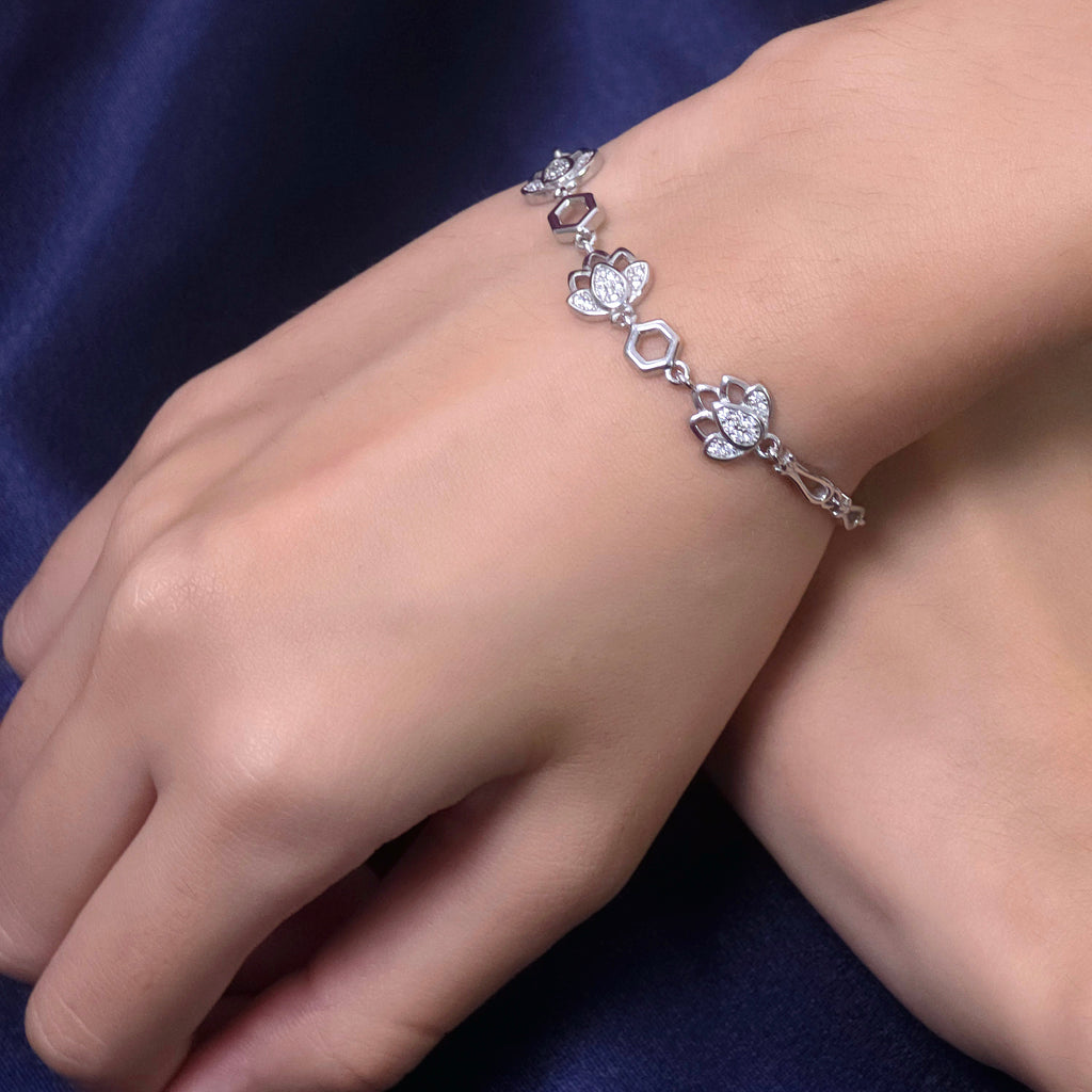Silver Lotus Bloom Bracelet