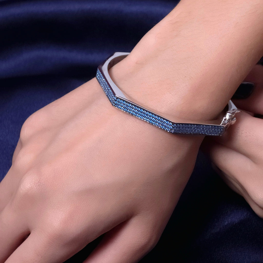 Silver Edged Blue Stone Bracelet