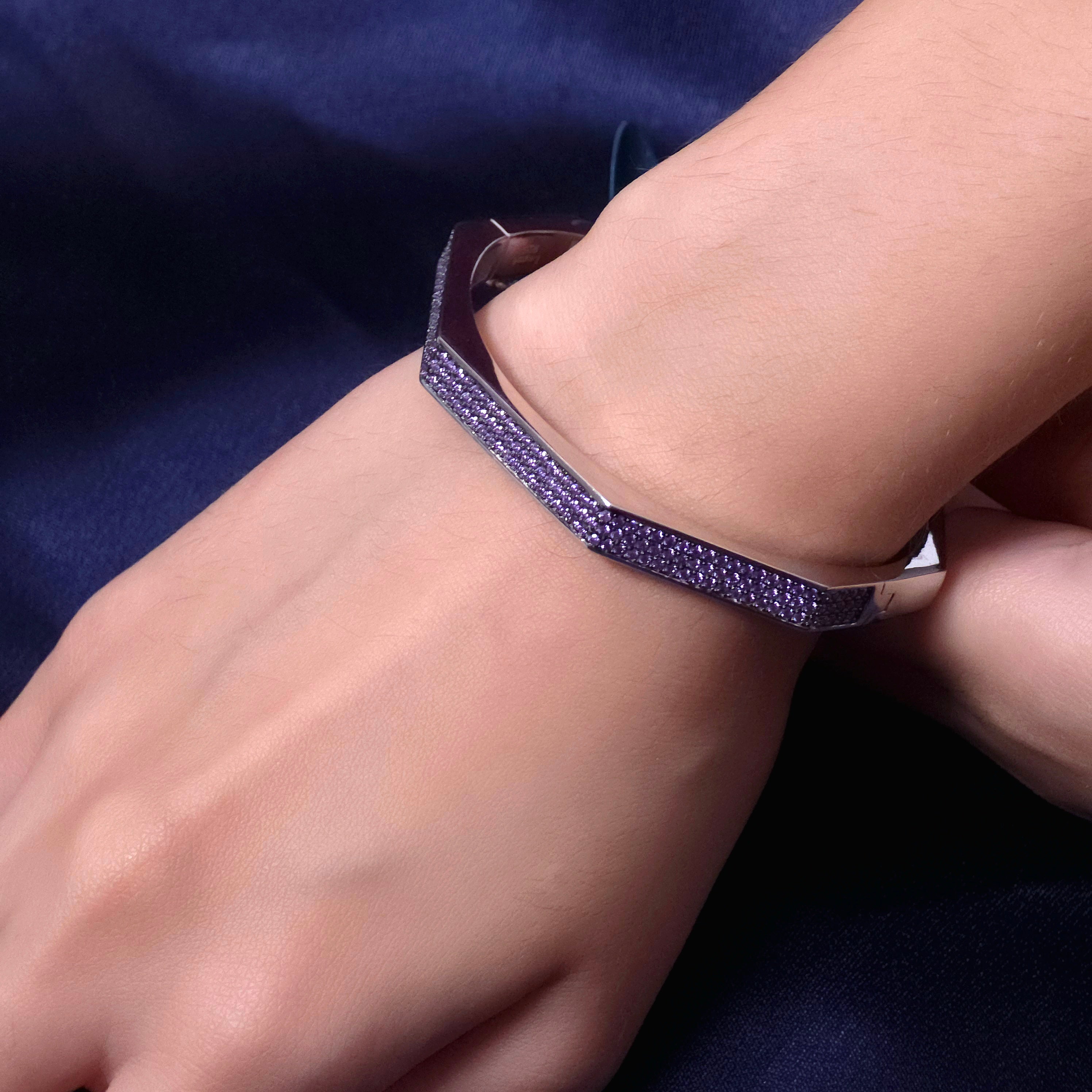 Silver Edged Purple Stone Bracelet