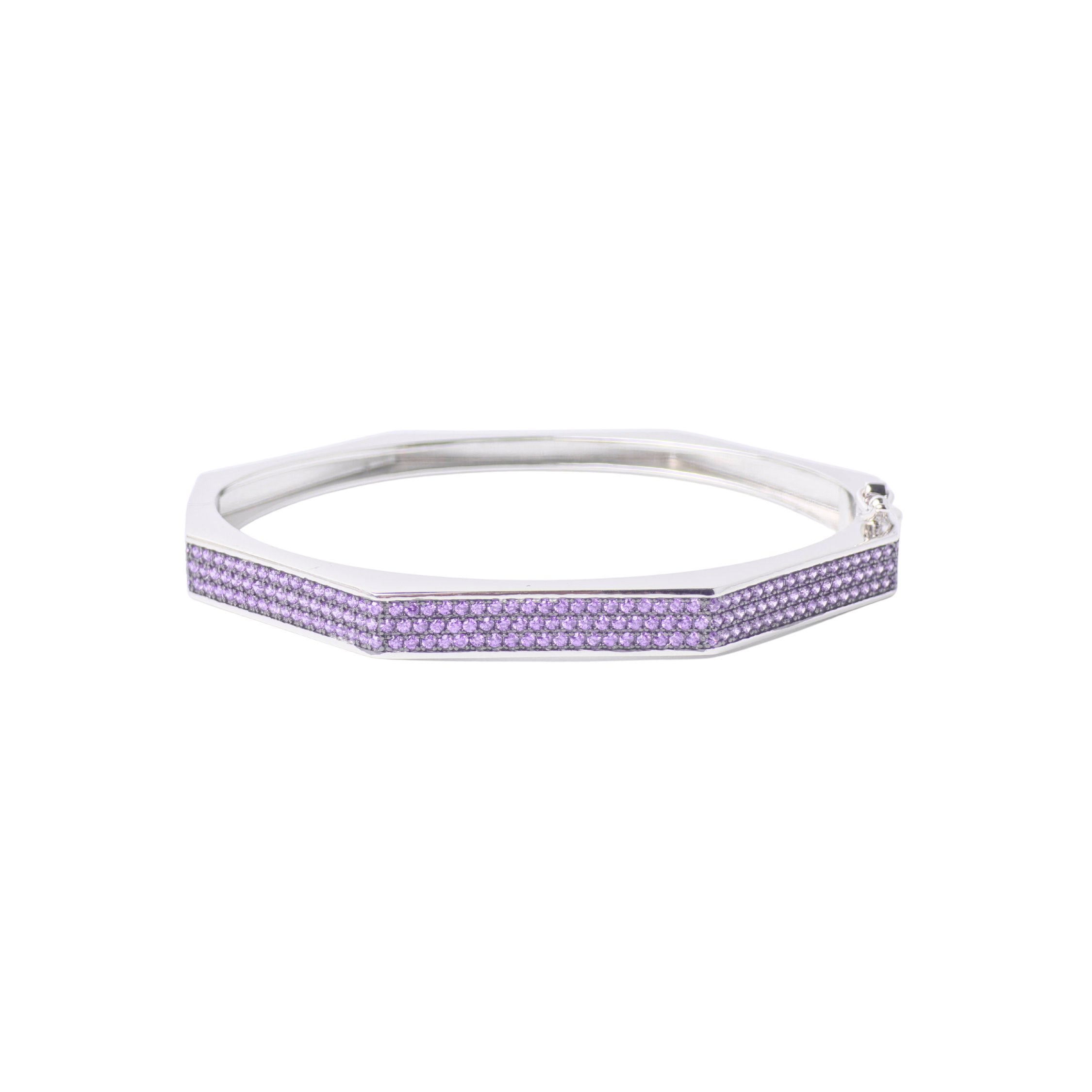 Hexagonal headband with purple gemstones on a white background