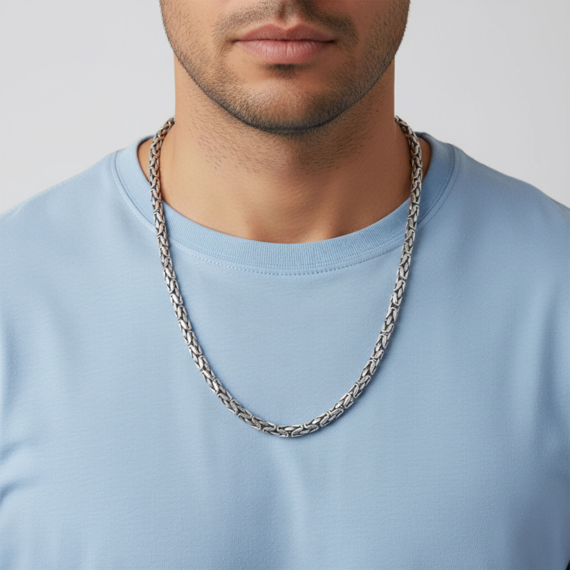 Roadster Oxidised Silver Chain For Him