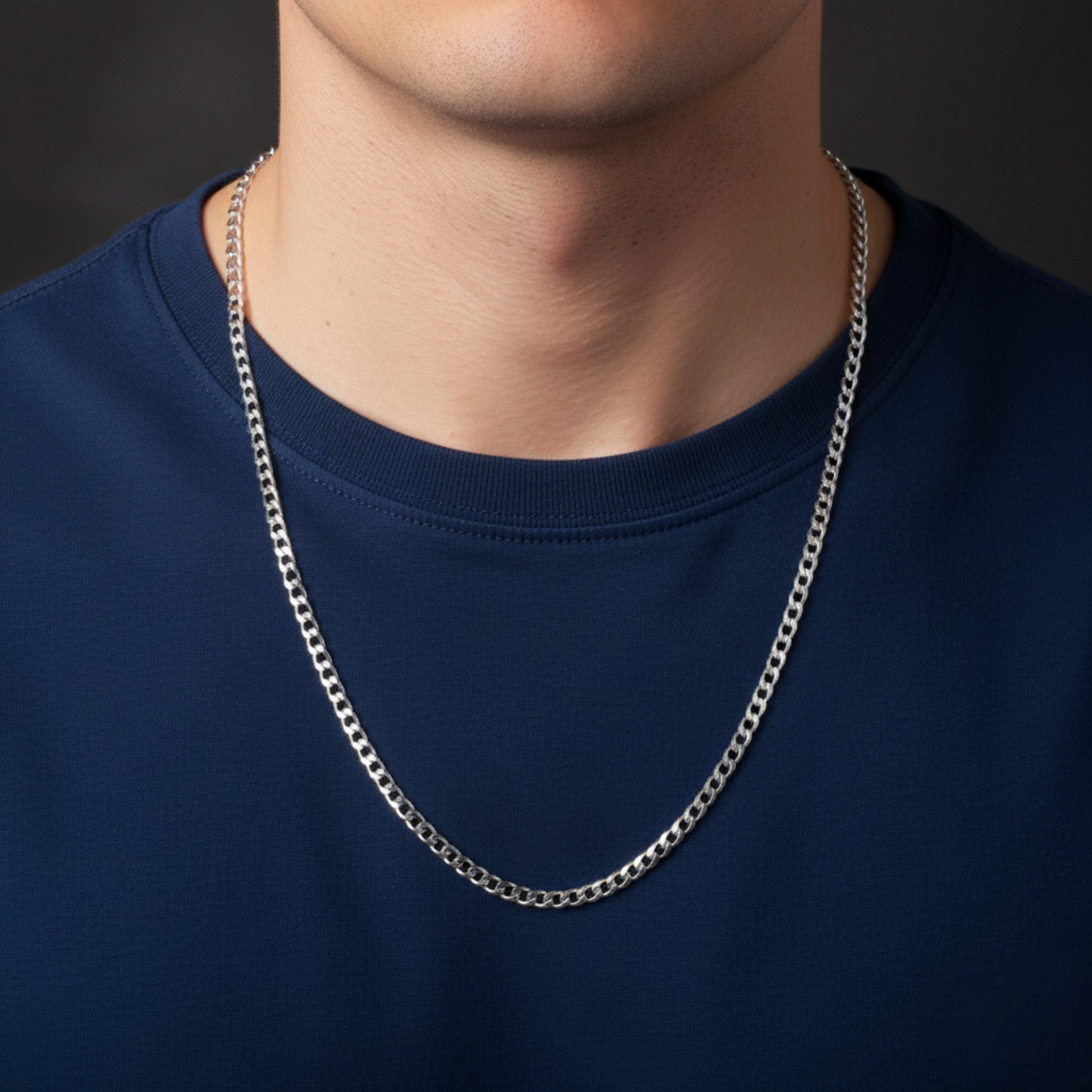 Silver Cubic Link Chain For Him