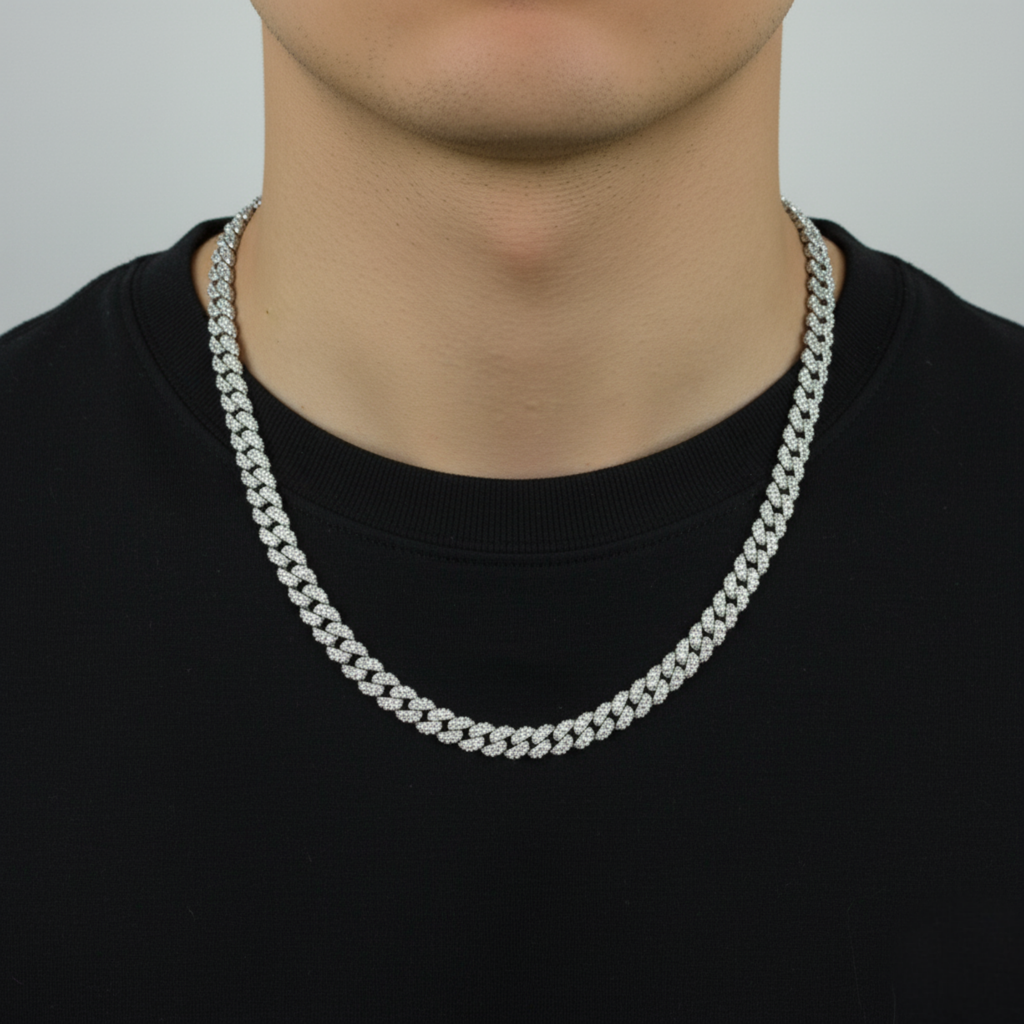 Silver Diamond Rope Chain For Him