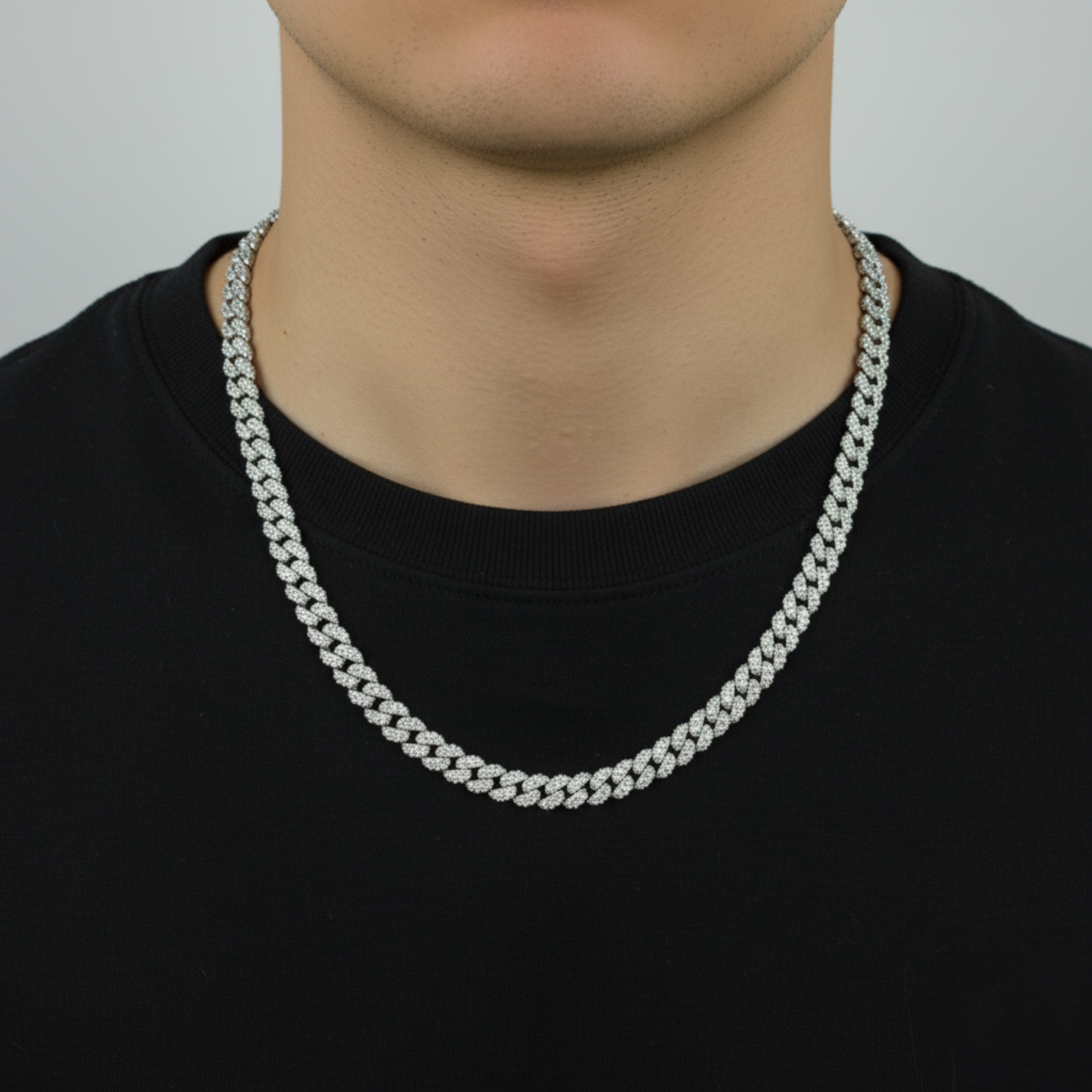 Silver Diamond Rope Chain For Him