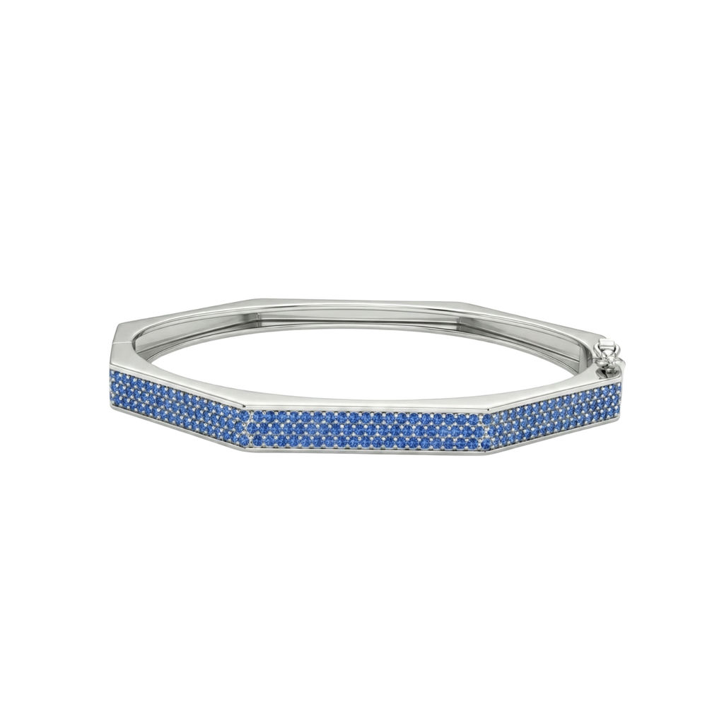 Silver Edged Blue Stone Bracelet
